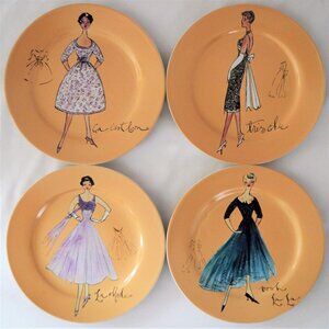 Set of 4 dessert Vintage Ladies plates by Rosanna
